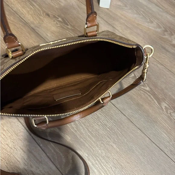Coach Signature Canvas Satchel with Brown Leather Trim - Picture 2 of 10